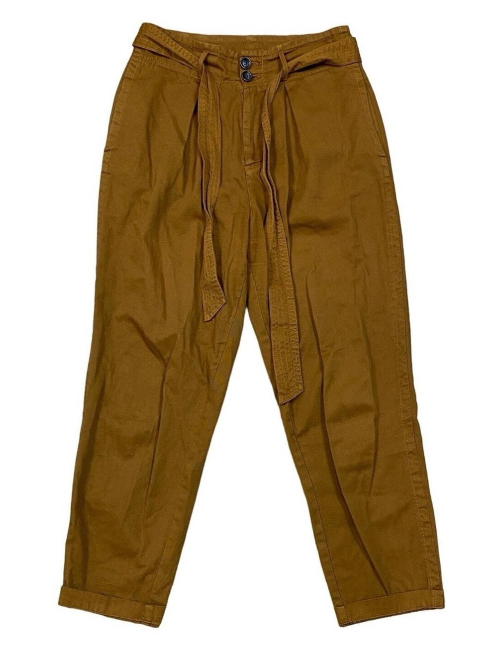Free People Brown Paper Bag Slouchy Belt Pants